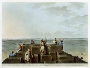 ギザの最初のピラミッドの上部、「エジプトの景色」のプレート4、トーマスミルトン（1743-1827）のパブで彫刻。 Robert Bowyer（1758-1834）1801（アクアチント）